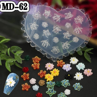 Kit de 5 Peças: Moldes Acrílicos 3D de Borboletas e Flores para Decoração de Unhas, Padrões Kawaii, Design 3D em Molde de Silicone Reutilizável, Ferramenta DIY para Manicure.