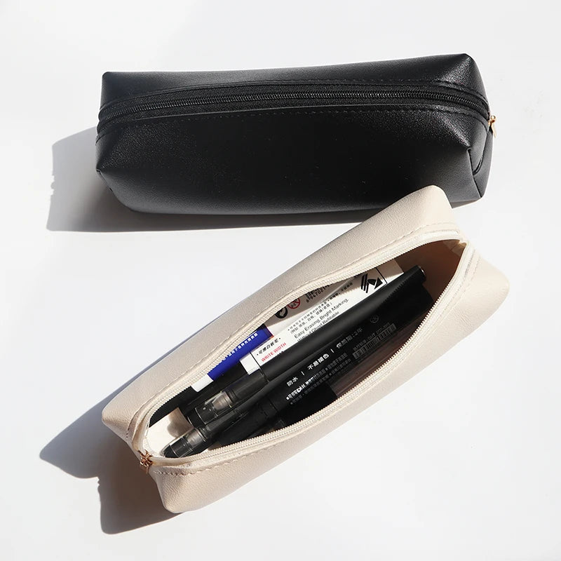 Estojo de Lápis Personalizado para Escritório e Negócios, Caixa Simples com Zíper para Estudantes, Porta-canetas, Gravação de Iniciais, Estojo para Pincéis de Maquiagem, Bolsa de Armazenamento de Cosméticos.