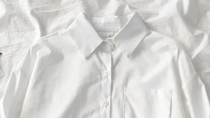Camisa Casual Feminina  Camisa de Manga Longa, Gola Virada, Botões, Estilo Harajuku, Solta e Confortável