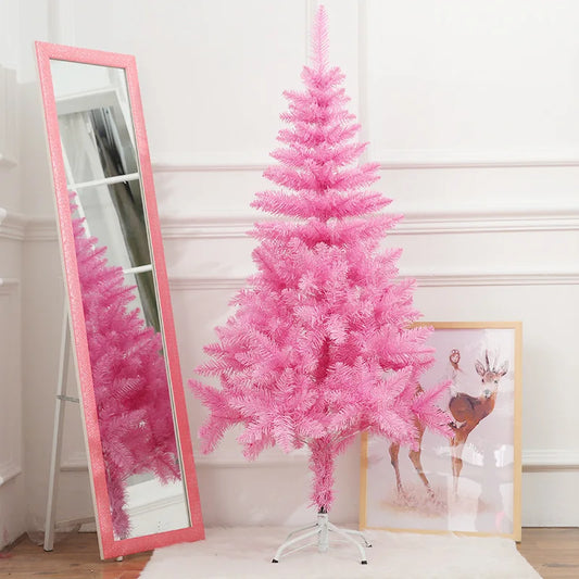 Árvore de Natal Artificial com Base – Árvore de Natal Rosa para Decoração de Fim de Ano, Casa, Escritório, Festa, Presente de Natal, Suprimentos para Decoração de Natal.