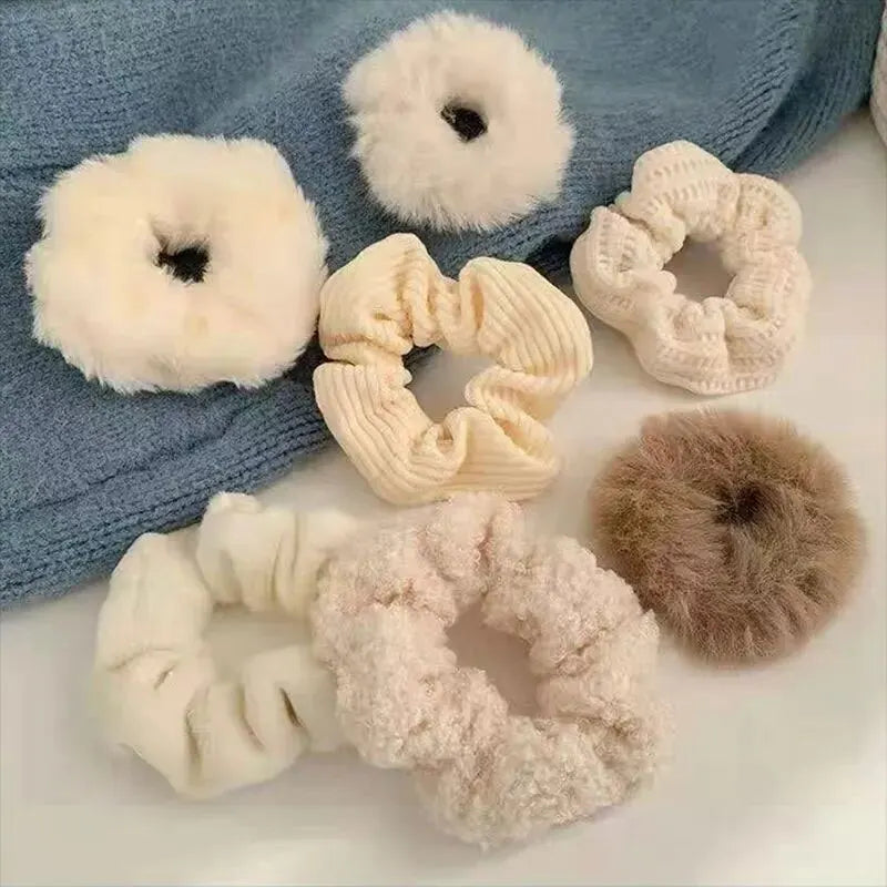 7 Pcs/Set Conjunto de Scrunchies para Mulheres, Faixa de Cabelo de Veludo Sólido para Meninas, Prendedores de Cabelo, Elásticos de Cabelo, Acessórios de Cabelo