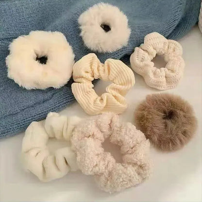 7 Pcs/Set Conjunto de Scrunchies para Mulheres, Faixa de Cabelo de Veludo Sólido para Meninas, Prendedores de Cabelo, Elásticos de Cabelo, Acessórios de Cabelo