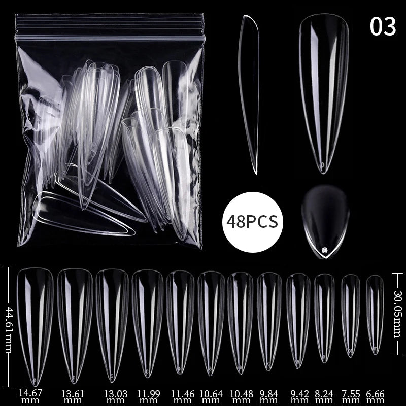 Conjunto de Ferramentas para Manicure com Tips de Unhas Falsas para Extensão, Ponta Acrílica, Unhas Falsas de Gel UV, Moldes para Construção Rápida, Tips de Cobertura Completa e Escultura.