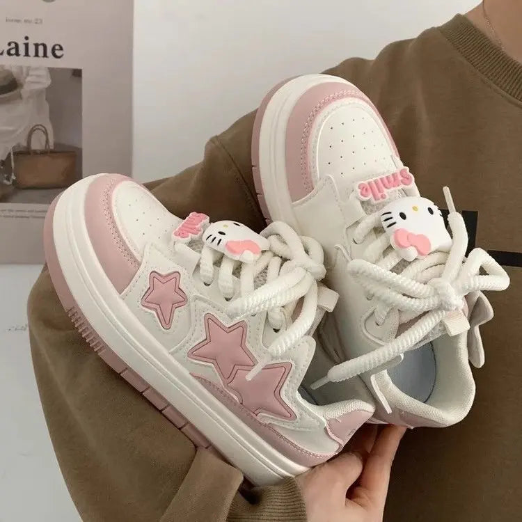 Tênis Brancos estilo kawai Versatilidade e Estilo em um Design Casual e Fofo