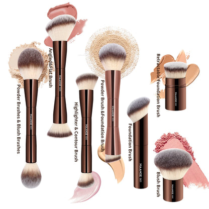 Pincéis de Maquiagem  com Dupla Cabeça, Pincel para Base, Pó, Corretivo, Blush, Bronzer, Pincel de Maquiagem com Cerdas Macias, Ferramentas de Beleza Cosméticas