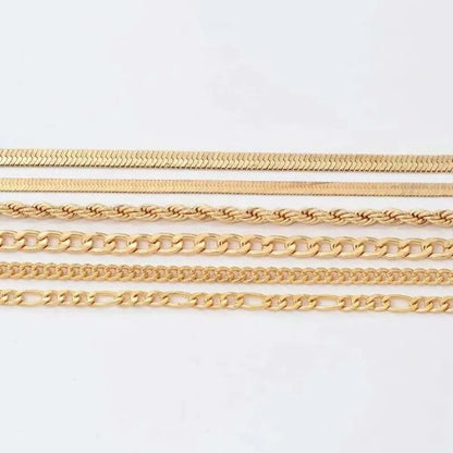 Conjunto de Joias Boho 6 Peças, Estilo Punk, Tom Frio, Cadeia de Metal Multicamadas com Lâminas, Conjunto de Pulseiras Simples para Mulheres.