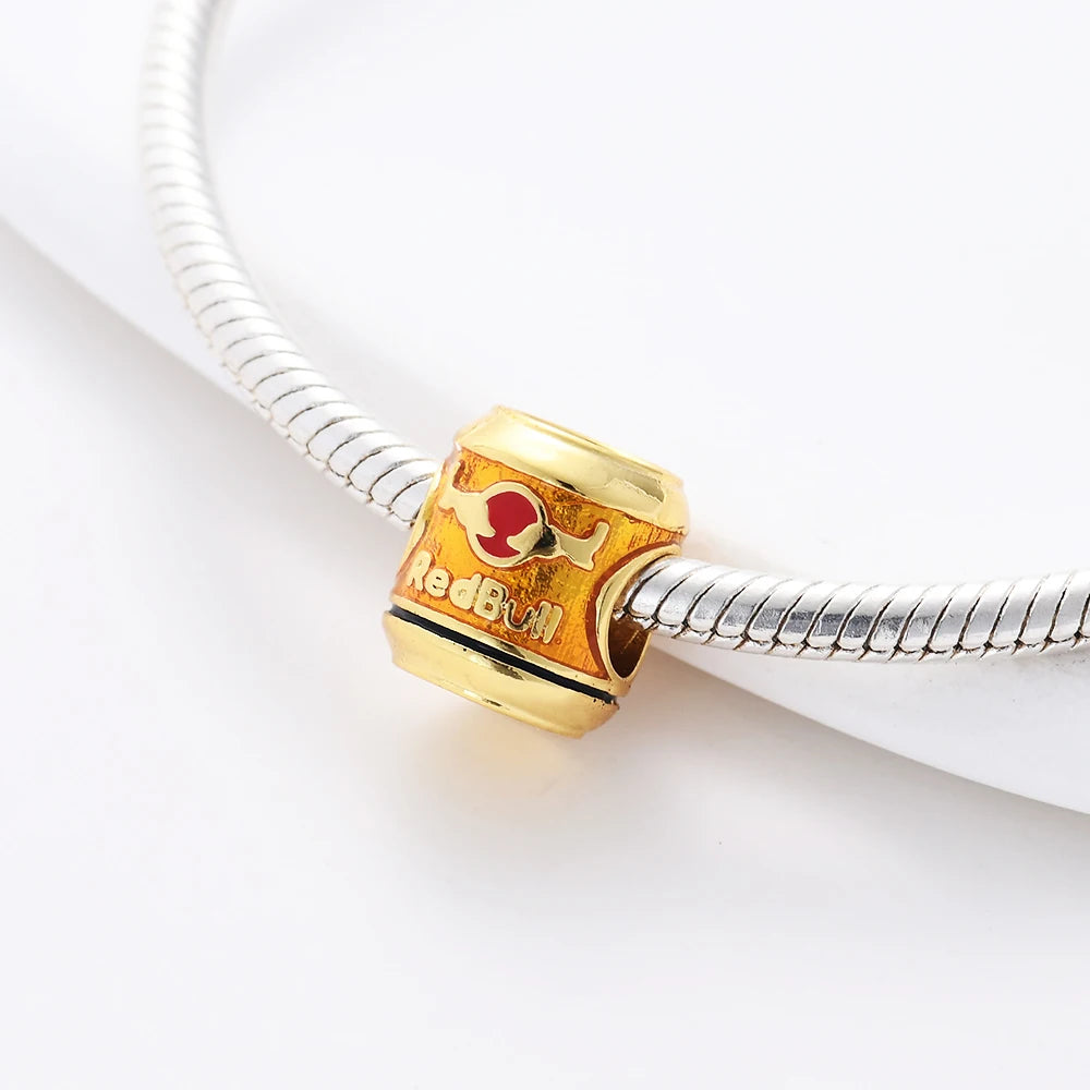Charm 925 Prata com Banho de Ouro - Batatas Fritas e Peixinho Dourado para Pulseira Pandora