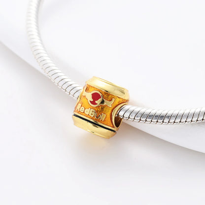 Charm 925 Prata com Banho de Ouro - Batatas Fritas e Peixinho Dourado para Pulseira Pandora