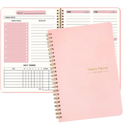 Agenda, Planejador, Caderno de Eficiência, Diário Diário Semanal Mensal para Estudantes, Escola, Escritório, Suprimentos de Papelaria.