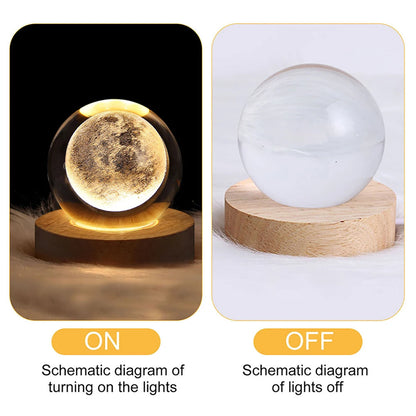 Luminária Esférica de Cristal 3D com Projeções da Galáxia e Planetas, Luz Noturna USB para você