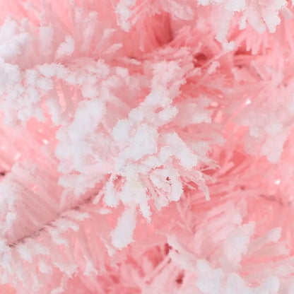 Mini Árvore de Natal Rosa com Spray de Neve, 30cm, Decoração de Floco de Neve para Mesa ou Janela, Material em PVC.