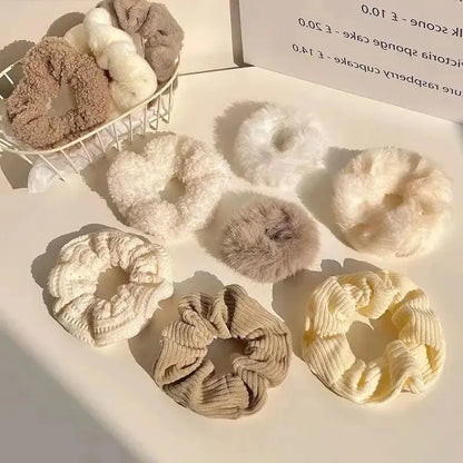 7 Pcs/Set Conjunto de Scrunchies para Mulheres, Faixa de Cabelo de Veludo Sólido para Meninas, Prendedores de Cabelo, Elásticos de Cabelo, Acessórios de Cabelo