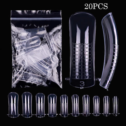 Conjunto de Ferramentas para Manicure com Tips de Unhas Falsas para Extensão, Ponta Acrílica, Unhas Falsas de Gel UV, Moldes para Construção Rápida, Tips de Cobertura Completa e Escultura.
