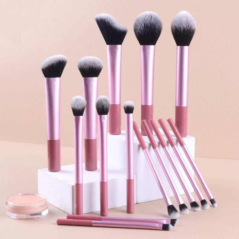 Conjunto de Maquiagem com 15 Peças, Pincel para Pó, Pincel Bloom, Pincel de Beleza, Pincel para Base, Pincel para Contorno, Pincel para Sombra, Pincel para Corretivo.