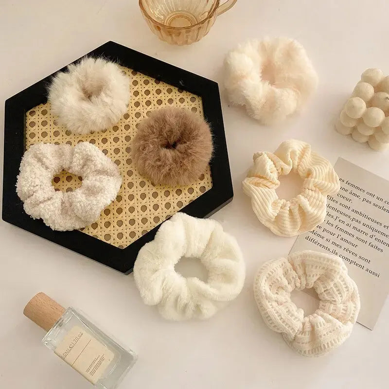 7 Pcs/Set Conjunto de Scrunchies para Mulheres, Faixa de Cabelo de Veludo Sólido para Meninas, Prendedores de Cabelo, Elásticos de Cabelo, Acessórios de Cabelo