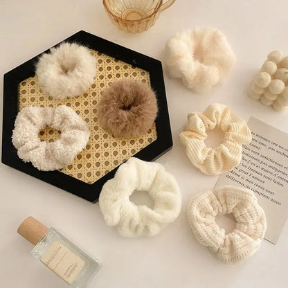 7 Pcs/Set Conjunto de Scrunchies para Mulheres, Faixa de Cabelo de Veludo Sólido para Meninas, Prendedores de Cabelo, Elásticos de Cabelo, Acessórios de Cabelo