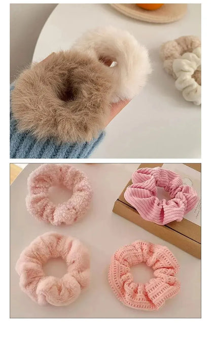 7 Pcs/Set Conjunto de Scrunchies para Mulheres, Faixa de Cabelo de Veludo Sólido para Meninas, Prendedores de Cabelo, Elásticos de Cabelo, Acessórios de Cabelo