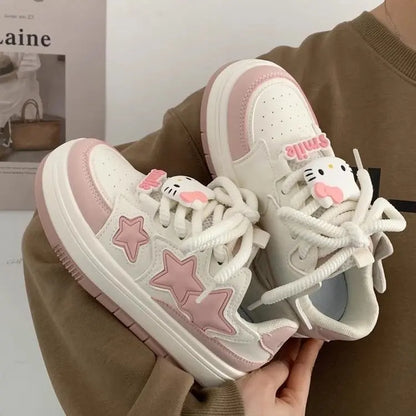Tênis Brancos estilo kawai Versatilidade e Estilo em um Design Casual e Fofo