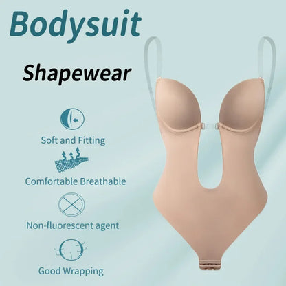 Modelador Corporal Feminino, Body Sem Costas com Sutiã, Fio Dental Invisível, Modeladores de Barriga, Shapewear de Controle de Barriga, Cintura Firme, Roupa Íntima Modeladora