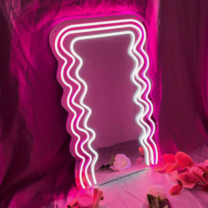 Espelho Neon Ondulado com LED USB