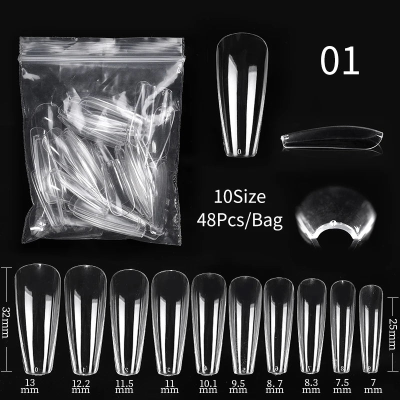 Conjunto de Ferramentas para Manicure com Tips de Unhas Falsas para Extensão, Ponta Acrílica, Unhas Falsas de Gel UV, Moldes para Construção Rápida, Tips de Cobertura Completa e Escultura.