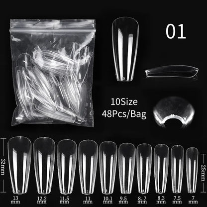 Conjunto de Ferramentas para Manicure com Tips de Unhas Falsas para Extensão, Ponta Acrílica, Unhas Falsas de Gel UV, Moldes para Construção Rápida, Tips de Cobertura Completa e Escultura.