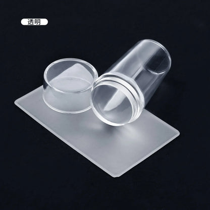 Kit de Carimbo de Silicone Transparente para Nail Art - Design Francês para Manicure - Placa de Carimbo, Polidor, Selador com Carimbo de Dois Lados e Raspador