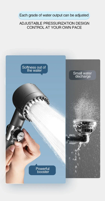 Cabeça de Chuveiro com Filtro de Alta Pressão - Spray Ajustável em 3 Modos com Escova de Massagem, Chuveiro de Chuva, Acessórios para Banheiro