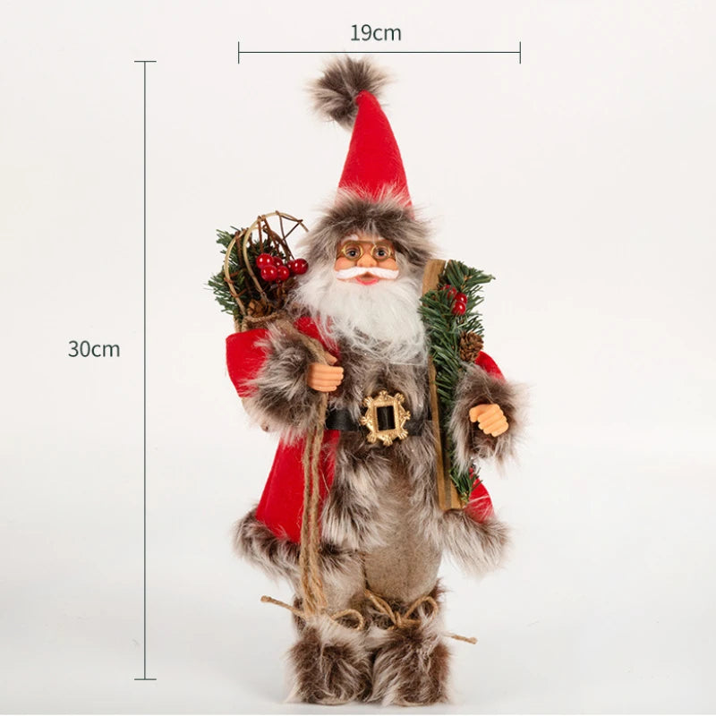 Decorações de Natal: Bonecos de Papai Noel Rosa em Pé, Estátuas de Natal, Enfeites para Decoração de Feriado, Ornamentos para Decoração de Janela.