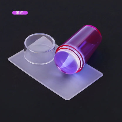 Kit de Carimbo de Silicone Transparente para Nail Art - Design Francês para Manicure - Placa de Carimbo, Polidor, Selador com Carimbo de Dois Lados e Raspador