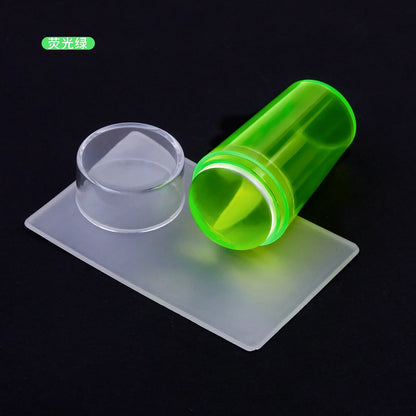 Kit de Carimbo de Silicone Transparente para Nail Art - Design Francês para Manicure - Placa de Carimbo, Polidor, Selador com Carimbo de Dois Lados e Raspador