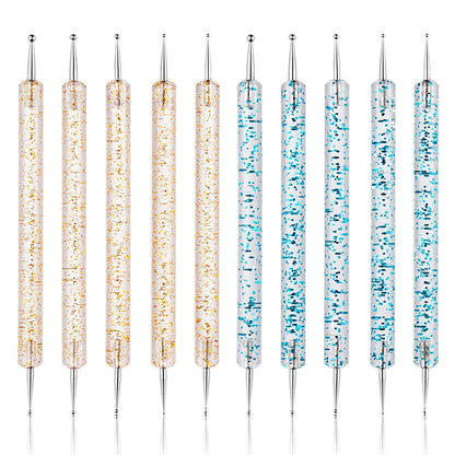 Kit Profissional de Pincéis para Nail Art com 5 Peças: Clássico, Acrílico, para Linhas, Pontilhado e Desenho, com Cabo de Plástico para Design de Manicure.