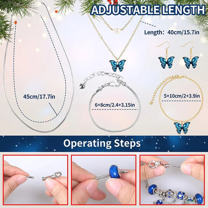 Calendário de Advento de Joias 2024 para Meninas Adolescentes, Contagem Regressiva de Natal de 24 Dias - Charms, Colares, Anéis, Pulseiras DIY