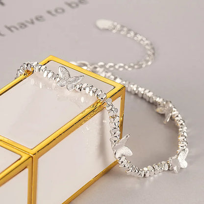 Esterlina Bracelete de Zircônia Coração Amor para Mulheres, Laço Estrelas, Corrente de Osso de Cobra, Joias de Presente