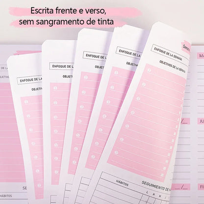 Agenda, Planejador, Caderno de Eficiência, Diário Diário Semanal Mensal para Estudantes, Escola, Escritório, Suprimentos de Papelaria.