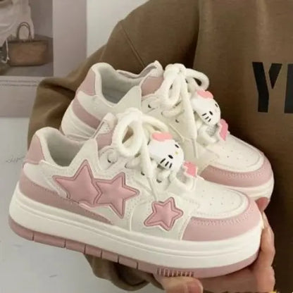 Tênis Brancos estilo kawai Versatilidade e Estilo em um Design Casual e Fofo