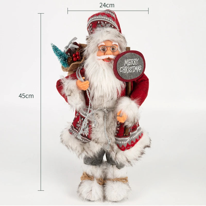Decorações de Natal: Bonecos de Papai Noel Rosa em Pé, Estátuas de Natal, Enfeites para Decoração de Feriado, Ornamentos para Decoração de Janela.