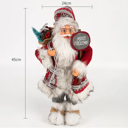 Decorações de Natal: Bonecos de Papai Noel Rosa em Pé, Estátuas de Natal, Enfeites para Decoração de Feriado, Ornamentos para Decoração de Janela.