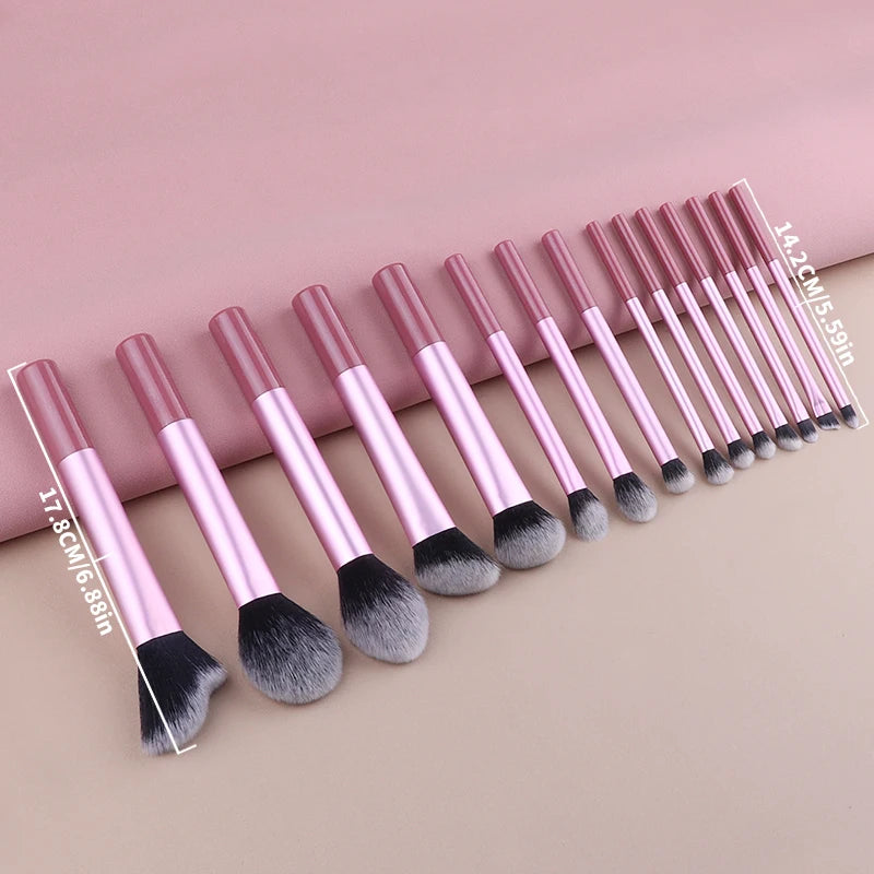 Conjunto de Maquiagem com 15 Peças, Pincel para Pó, Pincel Bloom, Pincel de Beleza, Pincel para Base, Pincel para Contorno, Pincel para Sombra, Pincel para Corretivo.
