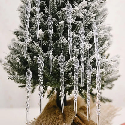 12-36 peças de Decorações de Cristal Acrílico em Forma de Cacho de Gelo para Árvore de Natal, Enfeites Transparentes para Pendurar, Decoração para Natal, Ano Novo e Festa de Inverno.