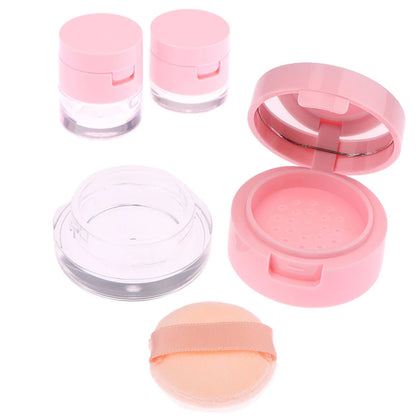 1PC Caixa de Pó Plástica Portátil, Recipiente Vazio para Pó Solto com Peneira, Espelho e Peneira Cosmética, Frasco para Maquiagem de Viagem.