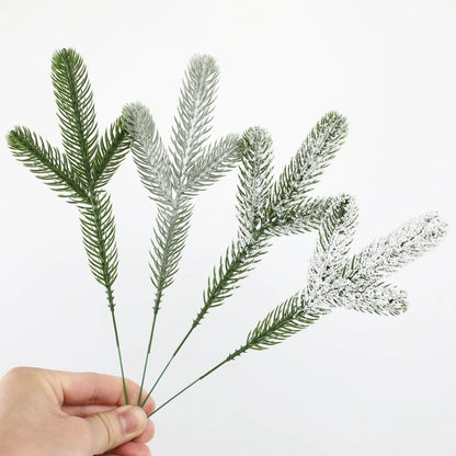 Pacote de 1 Wreath de Natal Rosa e Branco DIY: Ramo de Pinheiro Artificial com Neve, Decoração para Porta/Árvore de Natal, Enfeites de Natal, Decoração de Mesa para o Natal.