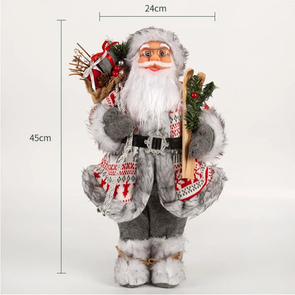 Decorações de Natal: Bonecos de Papai Noel Rosa em Pé, Estátuas de Natal, Enfeites para Decoração de Feriado, Ornamentos para Decoração de Janela.