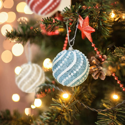 Pendente de Bola de Decoração de Natal 8CM - Enfeite para Árvore de Natal, Decoração para Festa de Natal, Caixa de Presente, Decoração para Casa.