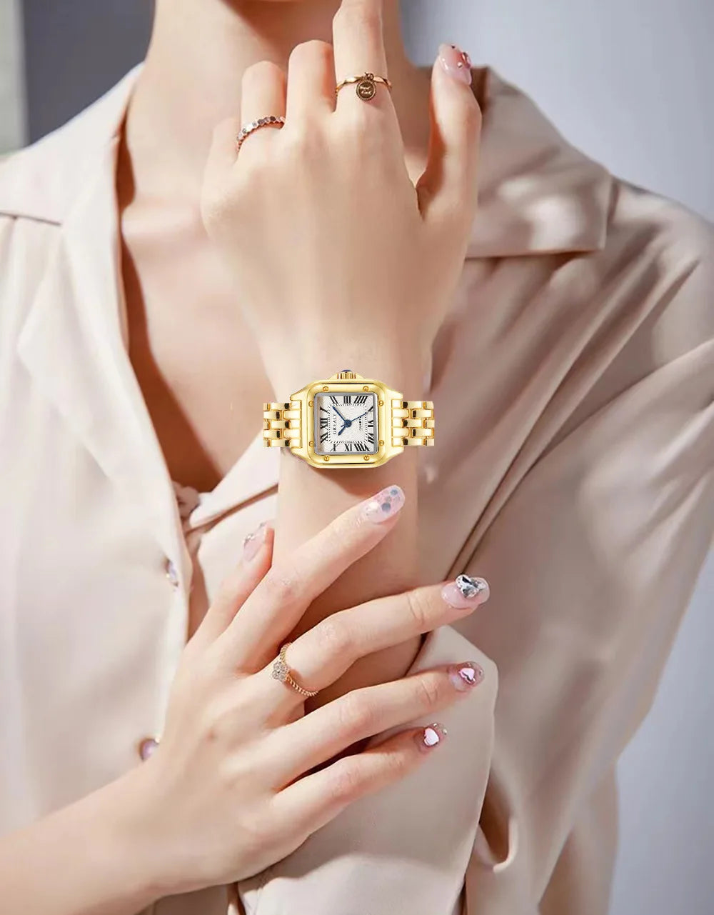 Relógio Feminino UTHAI, Marca de Luxo Leve, Relógio de Quartzo com Pulseira de Aço Inoxidável, Relógio de Moda para Mulheres, Relógio de Pulso de Negócios para Senhoras.