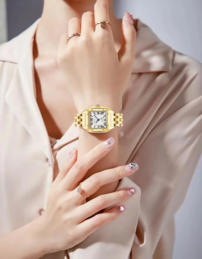 Relógio Feminino UTHAI, Marca de Luxo Leve, Relógio de Quartzo com Pulseira de Aço Inoxidável, Relógio de Moda para Mulheres, Relógio de Pulso de Negócios para Senhoras.