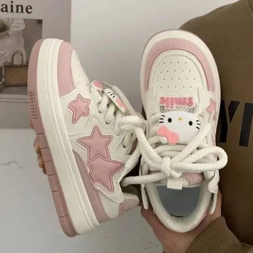 Tênis Brancos estilo kawai Versatilidade e Estilo em um Design Casual e Fofo