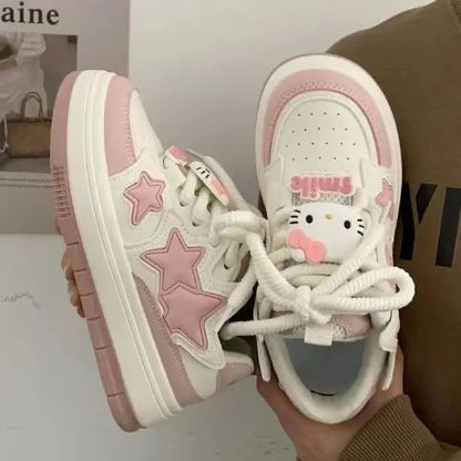 Tênis Brancos estilo kawai Versatilidade e Estilo em um Design Casual e Fofo