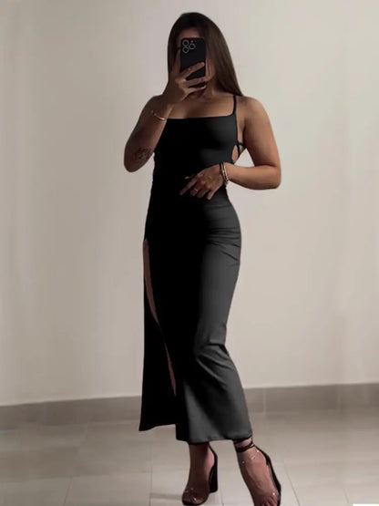 Vestido Explosivo de Verão 2024, de Alta Sensibilidade, com Alças Halter, Vestido Estilo Spice Girl e Bolsa, Justo no Quadril.