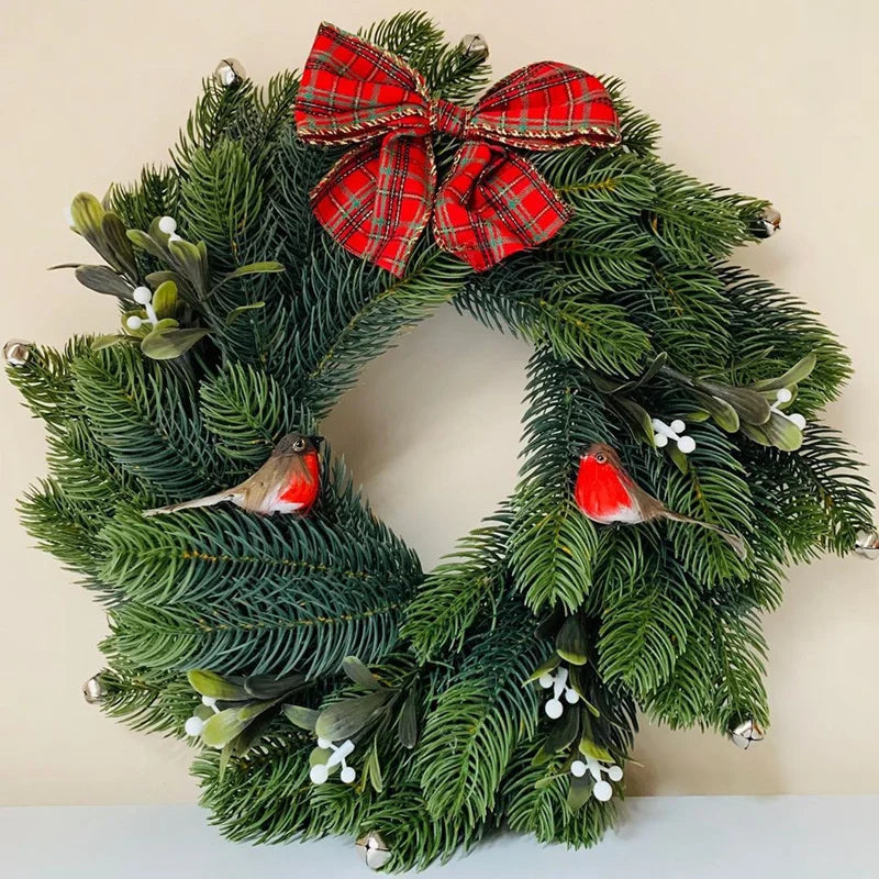 Pacote de 1 Wreath de Natal Rosa e Branco DIY: Ramo de Pinheiro Artificial com Neve, Decoração para Porta/Árvore de Natal, Enfeites de Natal, Decoração de Mesa para o Natal.